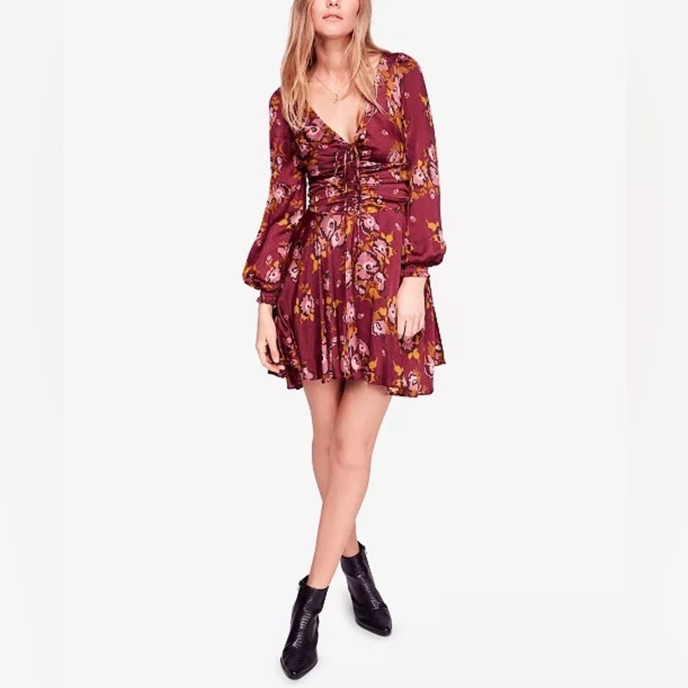 Free People Morning Light Printed Mini Dress 12 - Picture 1 of 7